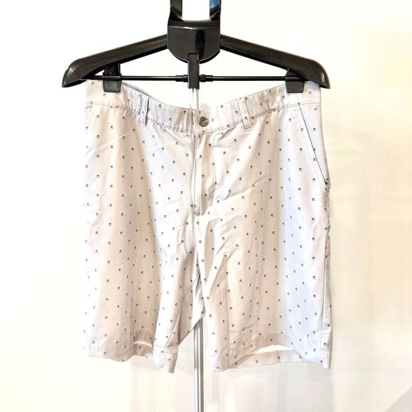 Adidas Men's Golf Shorts Size 34 Light Gray Tree Pattern Flat Front Performance - Picture 3 of 9